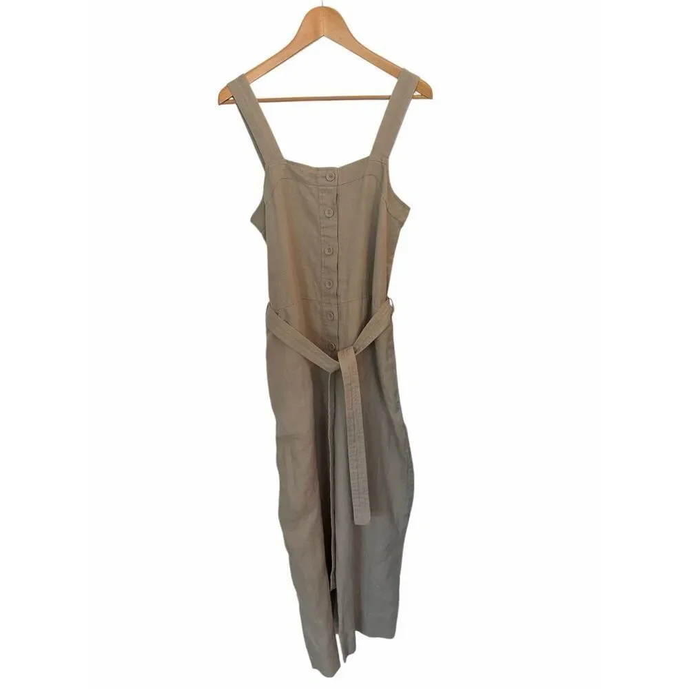 Everlane The Linen Jumpsuit in Seagrass Size 6